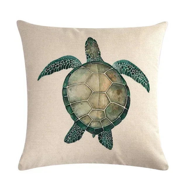 Turtle Cushion Cover | Cotton Linen 40cm 45cm 50cm | 14 Designs