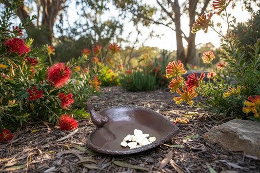 Vintage Rustic Cast Iron Heart Bird Bath - Decorative Brown Bird Feeder Dish - Metal Garden Ornament