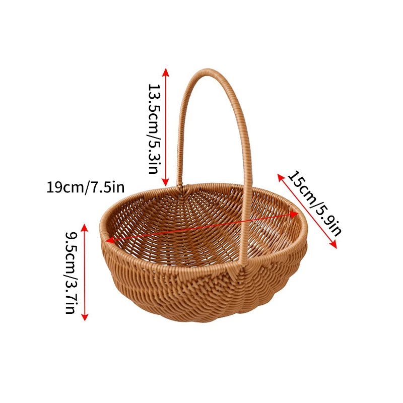 Hand Woven Rattan Style Basket | Picnic, Egg, Herb & Flower Basket | Farmhouse Garden Storage | Multiple Styles & Sizes