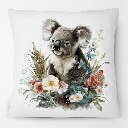 Australian Koala Cushion Covers | Watercolour Floral Art | Native Flowers & Eucalyptus | Sofa Throw Pillow