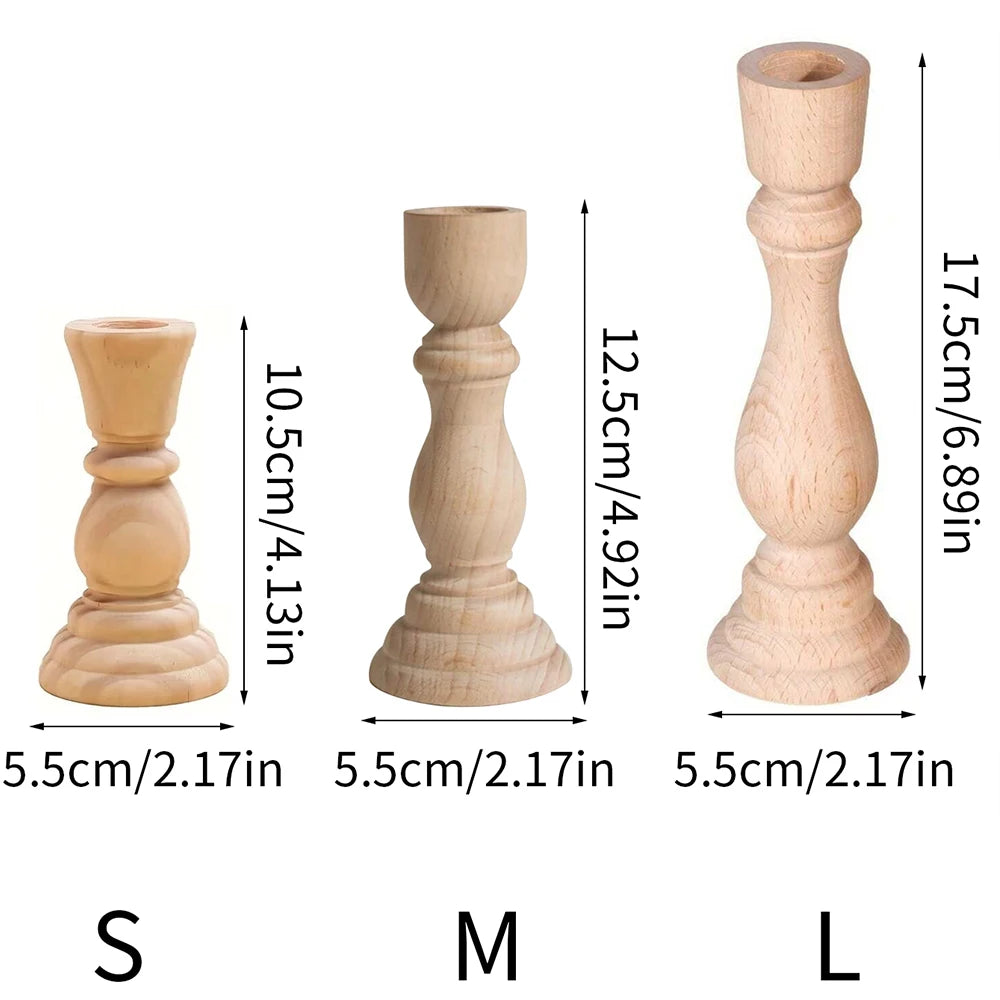 Wooden Candlestick Holders | Unfinished Natural Wood | Wedding, Home & Table Decor