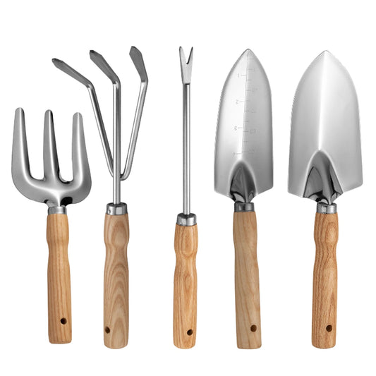 5 Piece Professional Garden Tool Set - Stainless Steel