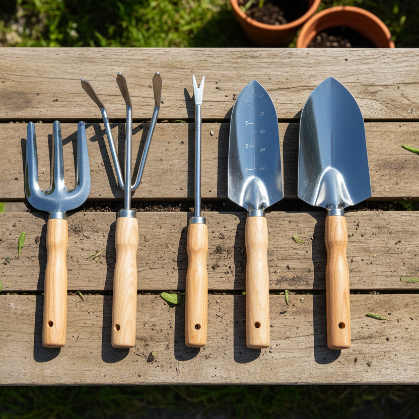 5 Piece Professional Garden Tool Set - Stainless Steel