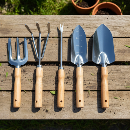 5 Piece Professional Garden Tool Set - Stainless Steel