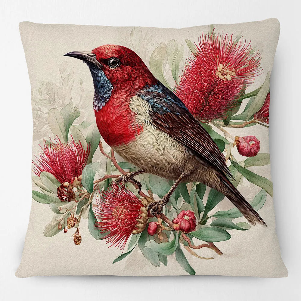 Cushion Cover Australian Animals Birds - Kangaroo Wallaby Wren