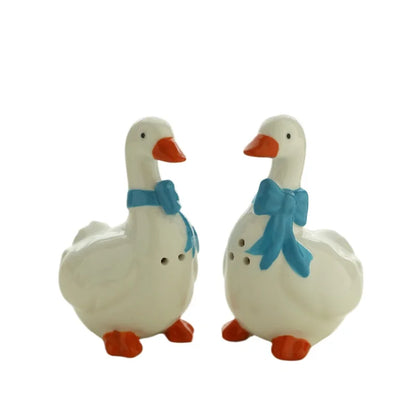 Duck Salt and Pepper Shaker Set Hand-painted Ceramic