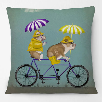 Dogs on Bikes Cushion Covers | Pug Dachshund Bulldog French Bulldog Dalmatian Golden Retriever Labrador Poodle | Retro Vintage Dog Art Pillow