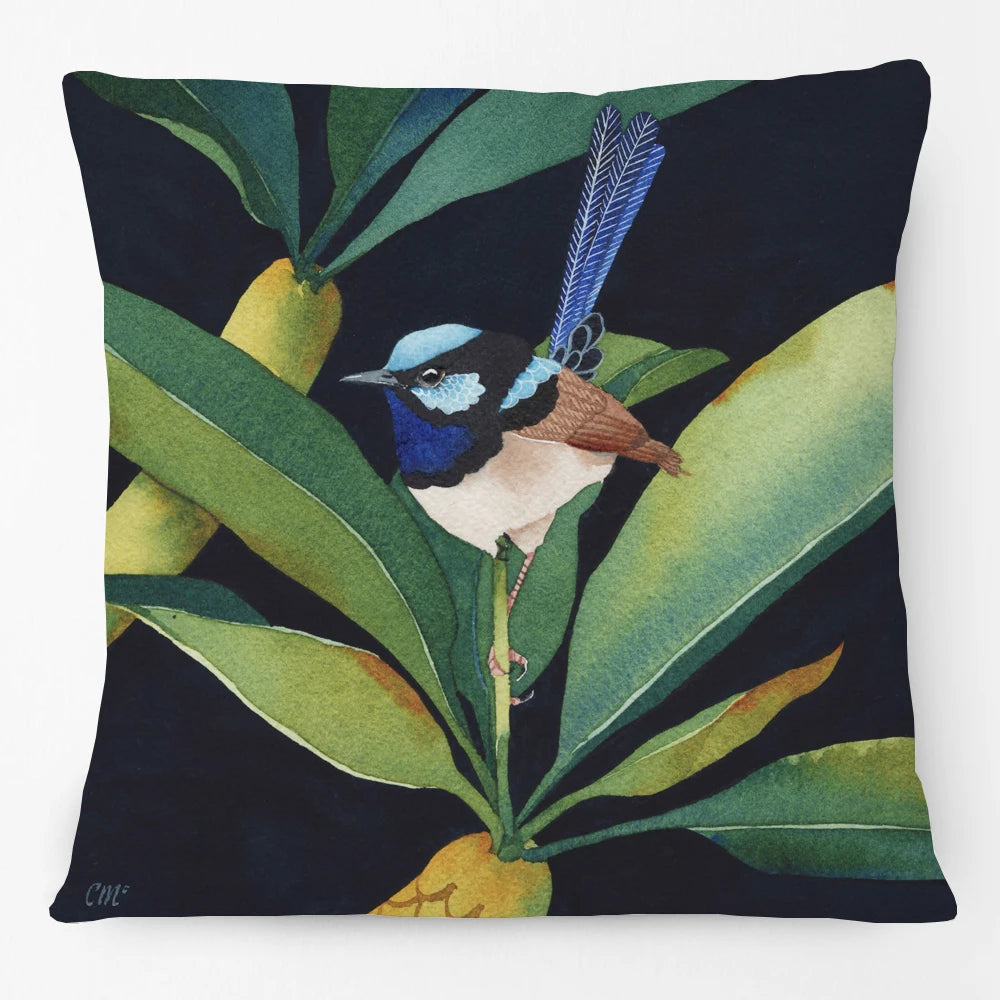 Australian Native Birds Cushion Cover | Cockatoo Cockatiel Lorikeet Finch Art | Linen or Plush | 45x45cm