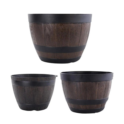 Planter Garden Pot Barrel Rustic