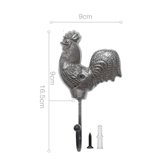 Vintage Rooster & Chicken Hen Wall Hooks | Rustic Iron Farmhouse Decor