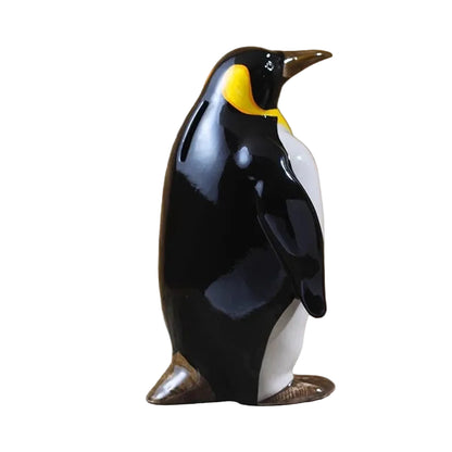 Ceramic Emperor Penguin Piggy Bank | Hand-Painted Coin Bank | Desktop Ornament & Home Decor