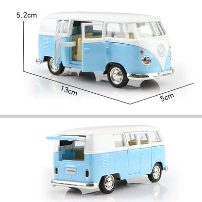 VW Kombi Van Blue Metal Model Car 13cm | Retro Coastal Decor & Gift
