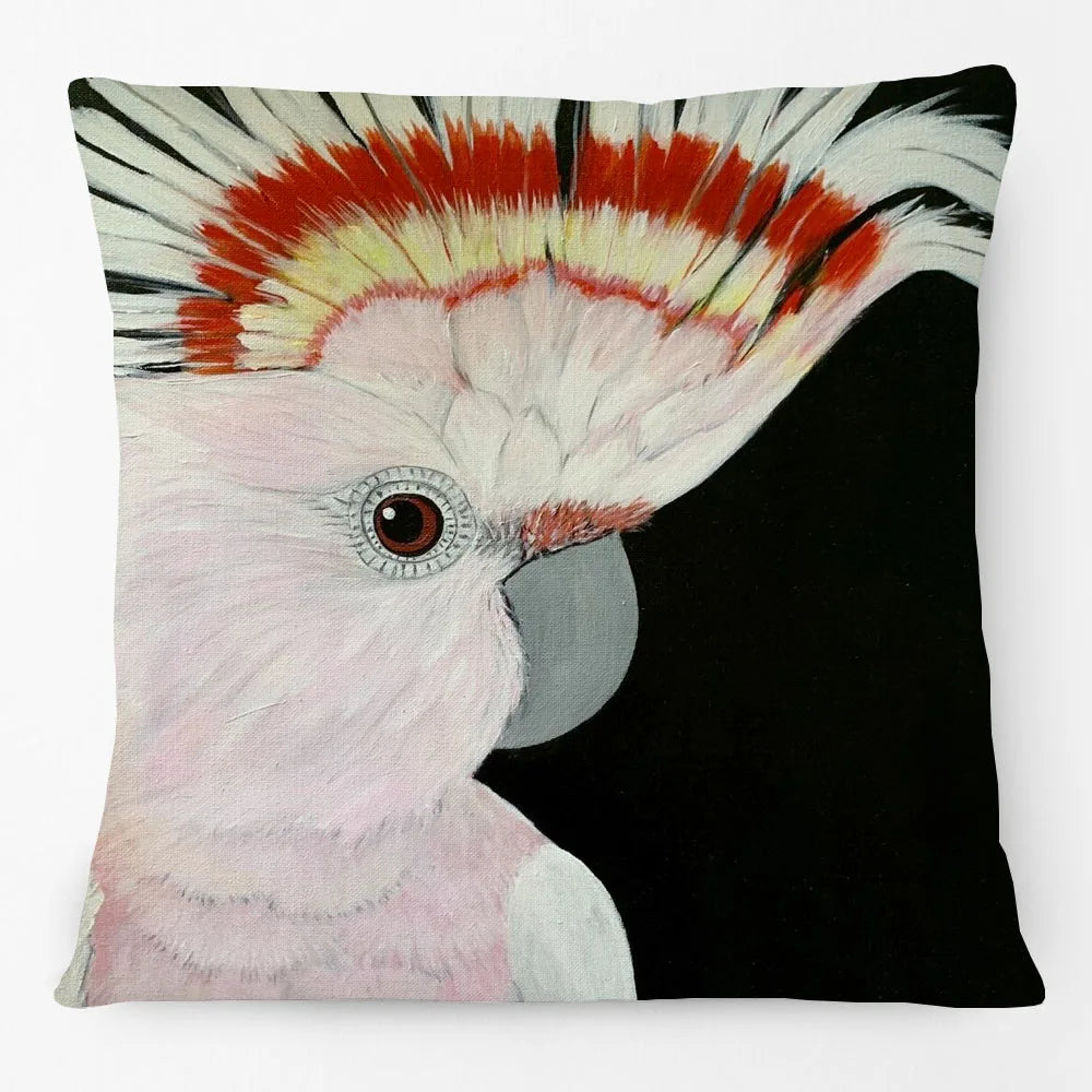 Australian Native Birds Cushion Cover | Cockatoo Cockatiel Lorikeet Finch Art | Linen or Plush | 45x45cm