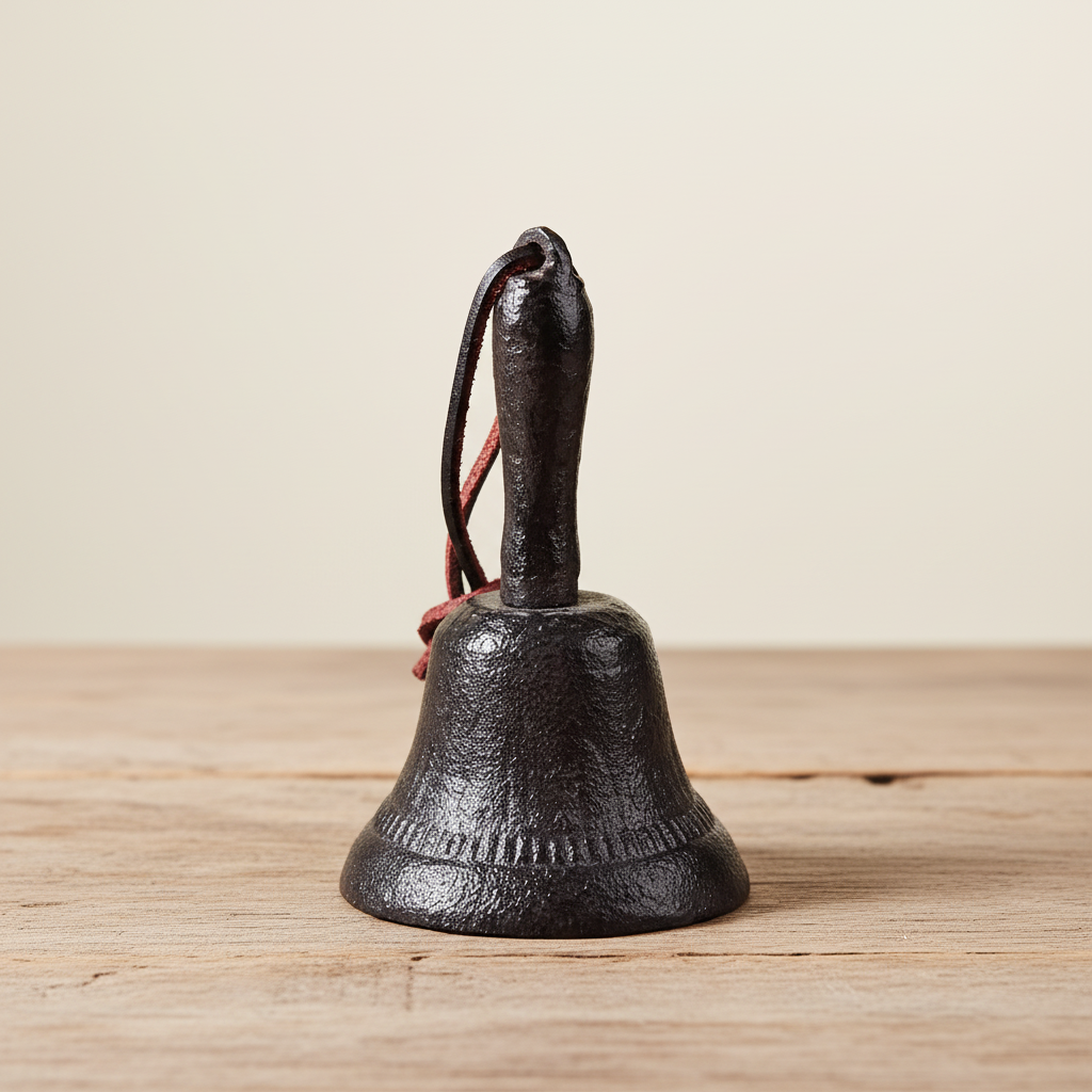 Cast Iron Hand Bell Vintage Rustic - Rustic White or Brown 12.5x7cm