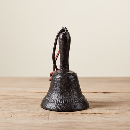 Cast Iron Hand Bell Vintage Rustic - Rustic White or Brown 12.5x7cm