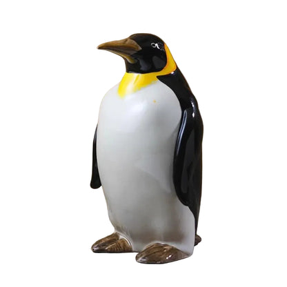 Ceramic Emperor Penguin Piggy Bank | Hand-Painted Coin Bank | Desktop Ornament & Home Decor