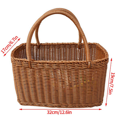 Hand Woven Rattan Style Basket | Picnic, Egg, Herb & Flower Basket | Farmhouse Garden Storage | Multiple Styles & Sizes