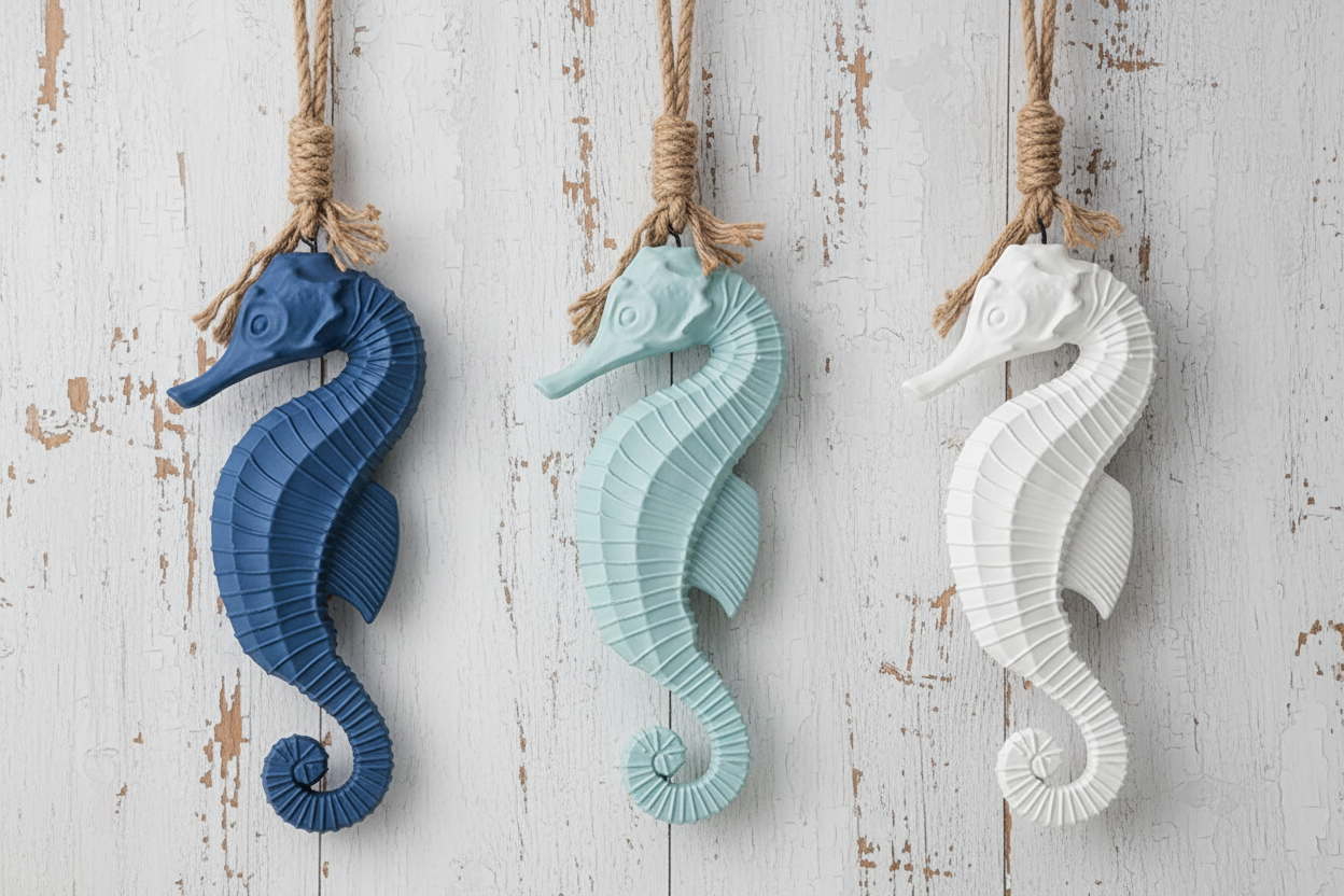 Seahorse Wooden Wall Hanging 27cm - Coastal Beach Decor