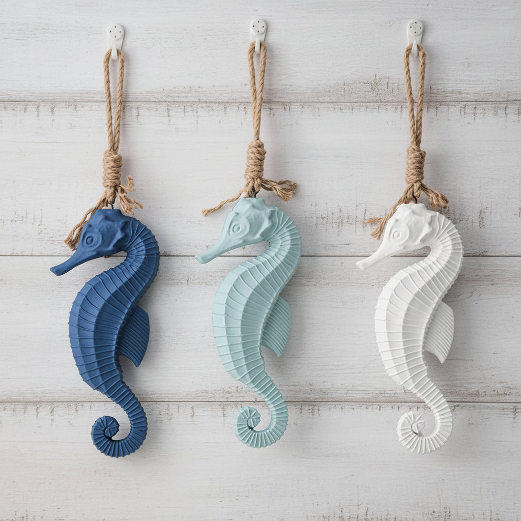Seahorse Wooden Wall Hanging 27cm - Coastal Beach Decor