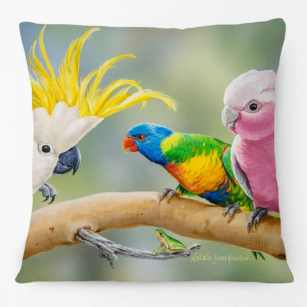 Australian Wildlife Cushion Cover | Koala Kookaburra Wren Finch Cockatoo | 45cm | Aussie Gift