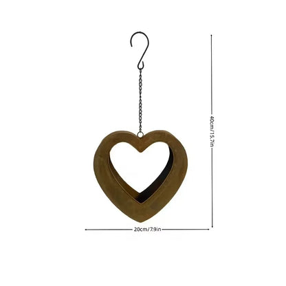 Rustic Heart Hanging Planter | Vintage Metal Flower Basket