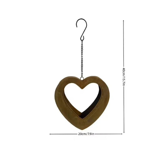 Rustic Heart Hanging Planter | Vintage Metal Flower Basket