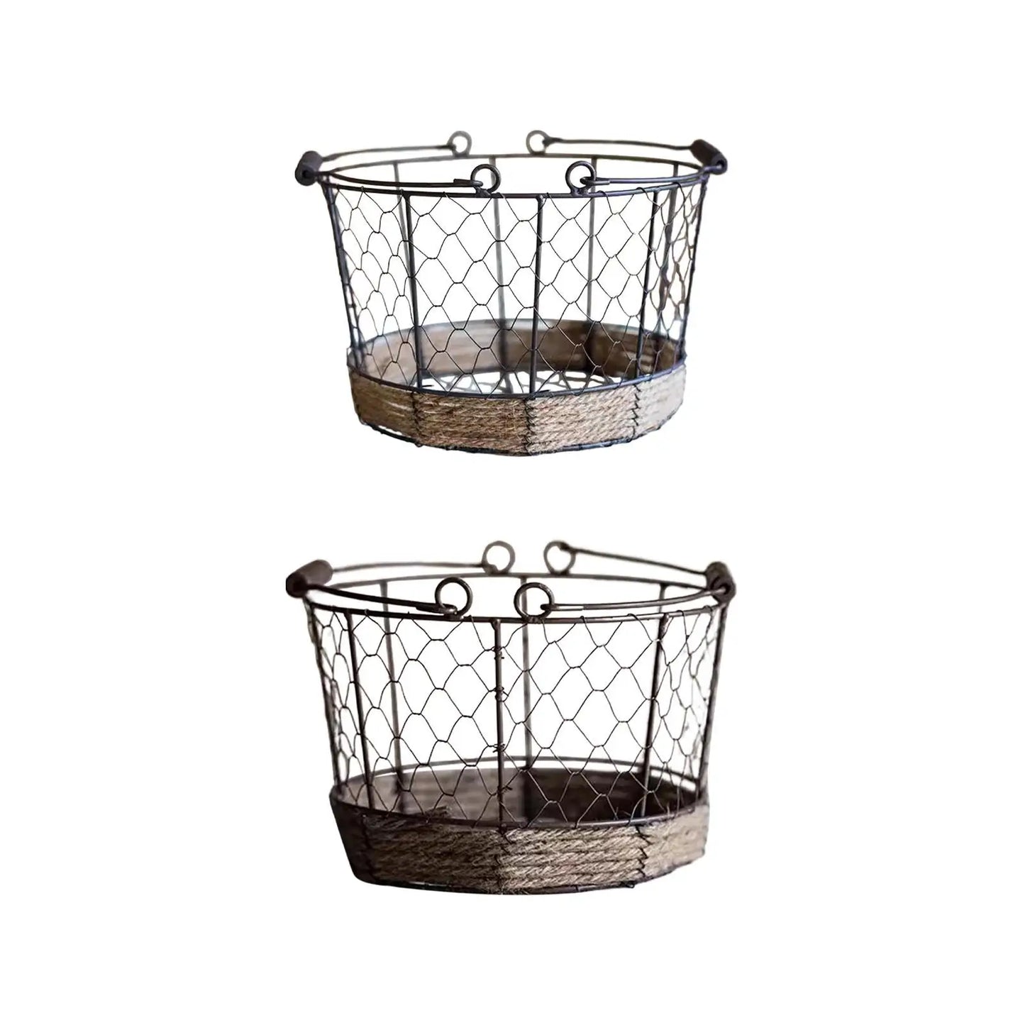 Storage Basket Fruit Eggs Metal Farmhouse