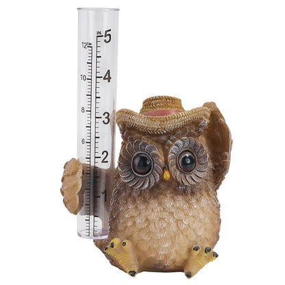 Rain Gauge Owl Ornament Garden