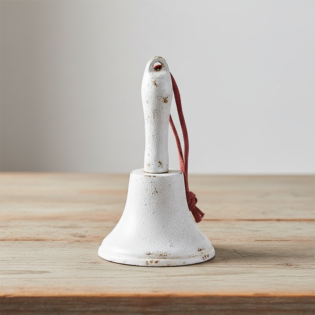 Cast Iron Hand Bell Vintage Rustic - Rustic White or Brown 12.5x7cm