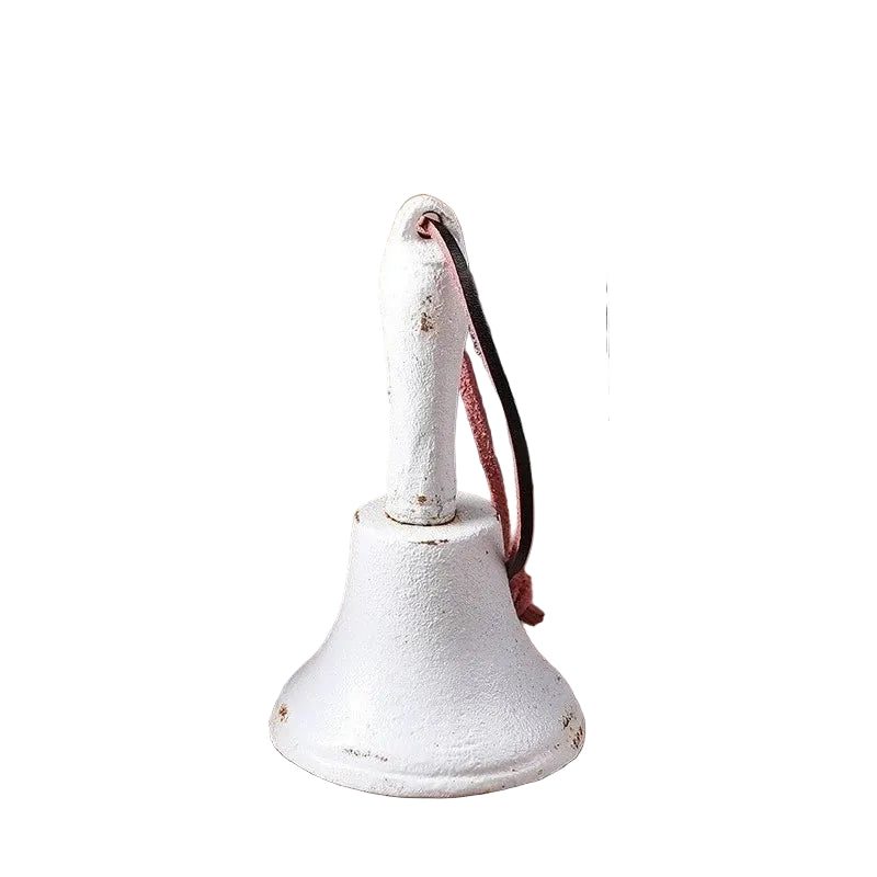 Cast Iron Hand Bell Vintage Rustic - Rustic White or Brown 12.5x7cm