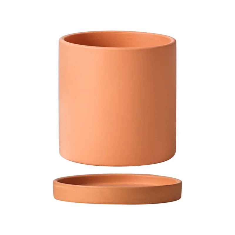 Colourful Ceramic Planter Pot with Tray & Drainage Hole | 24 Colours 4 Sizes | Indoor Outdoor Succulent Pot