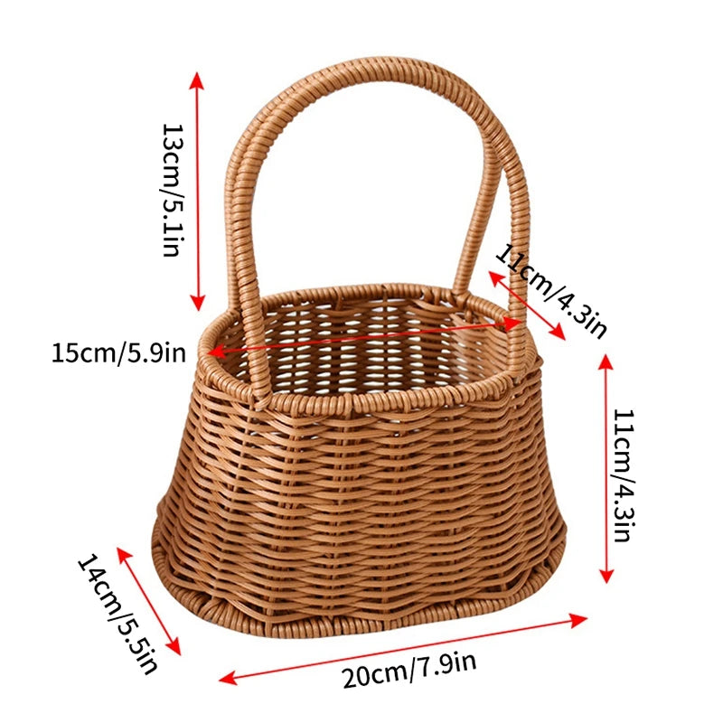 Hand Woven Rattan Style Basket | Picnic, Egg, Herb & Flower Basket | Farmhouse Garden Storage | Multiple Styles & Sizes