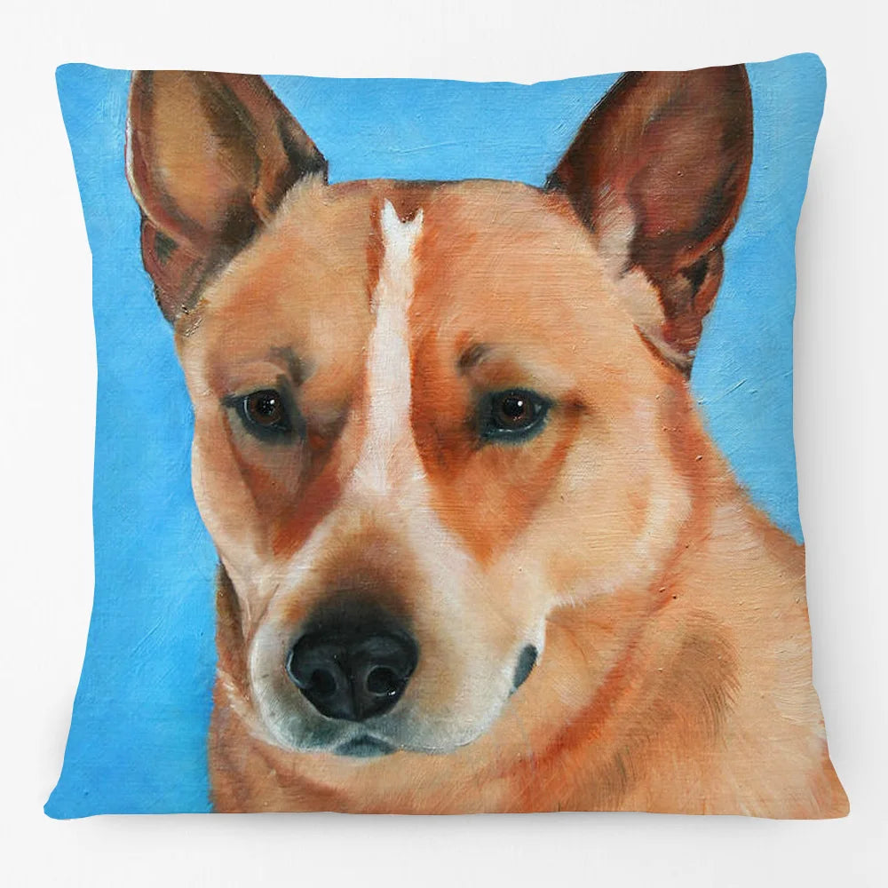 Australian Cattle Dog & Kelpie Red Heeler Cushion Cover | 45cm | Linen or Plush | Dog Lover Gift