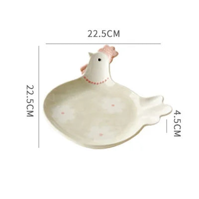 Chicken Bowl Plate Country Ceramic