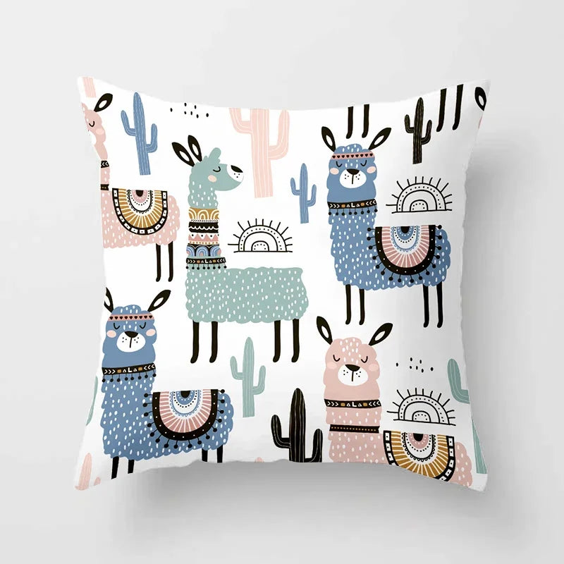 Cartoon Alpaca Llama Cushion Cover | 20 Designs | 30cm to 66cm