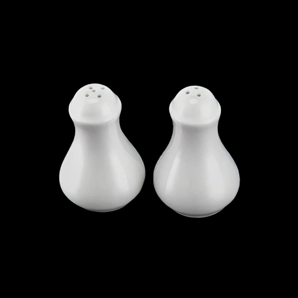 Salt Pepper Shaker Set Classic White Ceramic