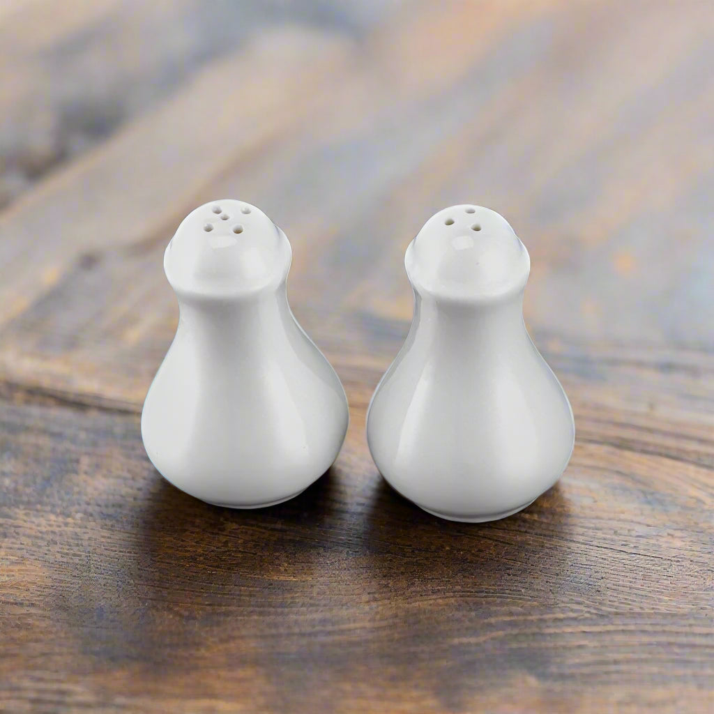 Salt Pepper Shaker Set Classic White Ceramic