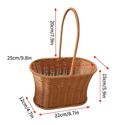 Hand Woven Rattan Style Basket | Picnic, Egg, Herb & Flower Basket | Farmhouse Garden Storage | Multiple Styles & Sizes