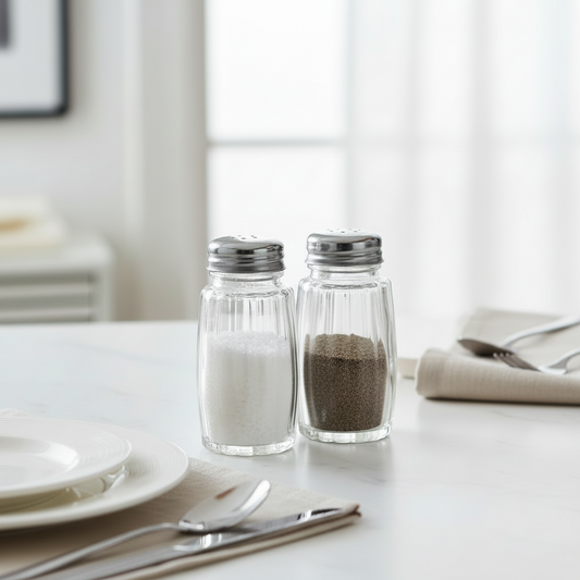 Salt and Pepper Shaker Set Glass Spice Jar - 8x4cm 60g
