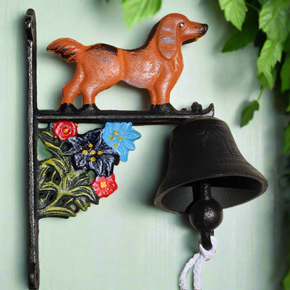 Door Bell Dog Floral Country Cast Iron