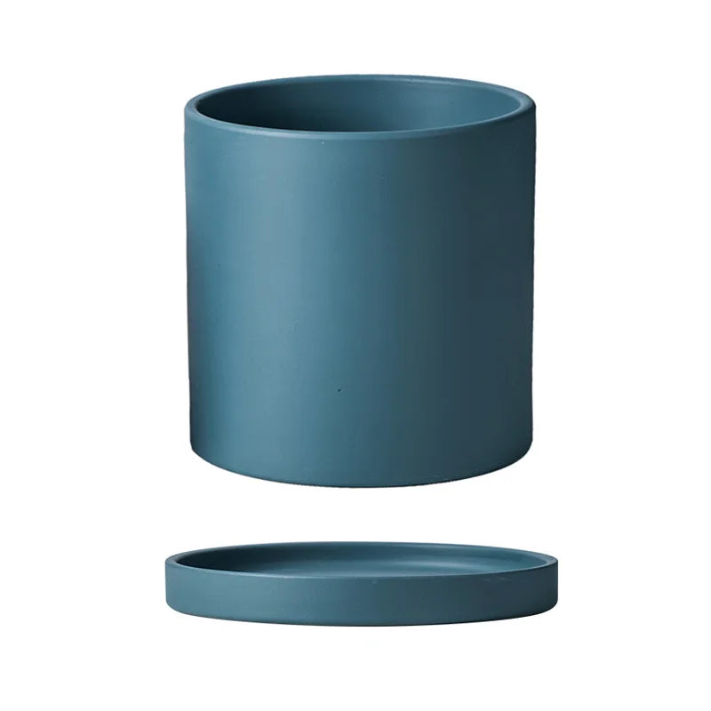 Colourful Ceramic Planter Pot with Tray & Drainage Hole | 24 Colours 4 Sizes | Indoor Outdoor Succulent Pot