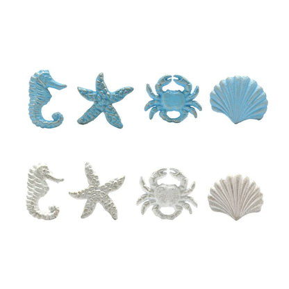 Mediterranean Sea Life Iron Drawer Knobs | Coastal Cabinet Pulls | Seahorse Crab Shell Starfish