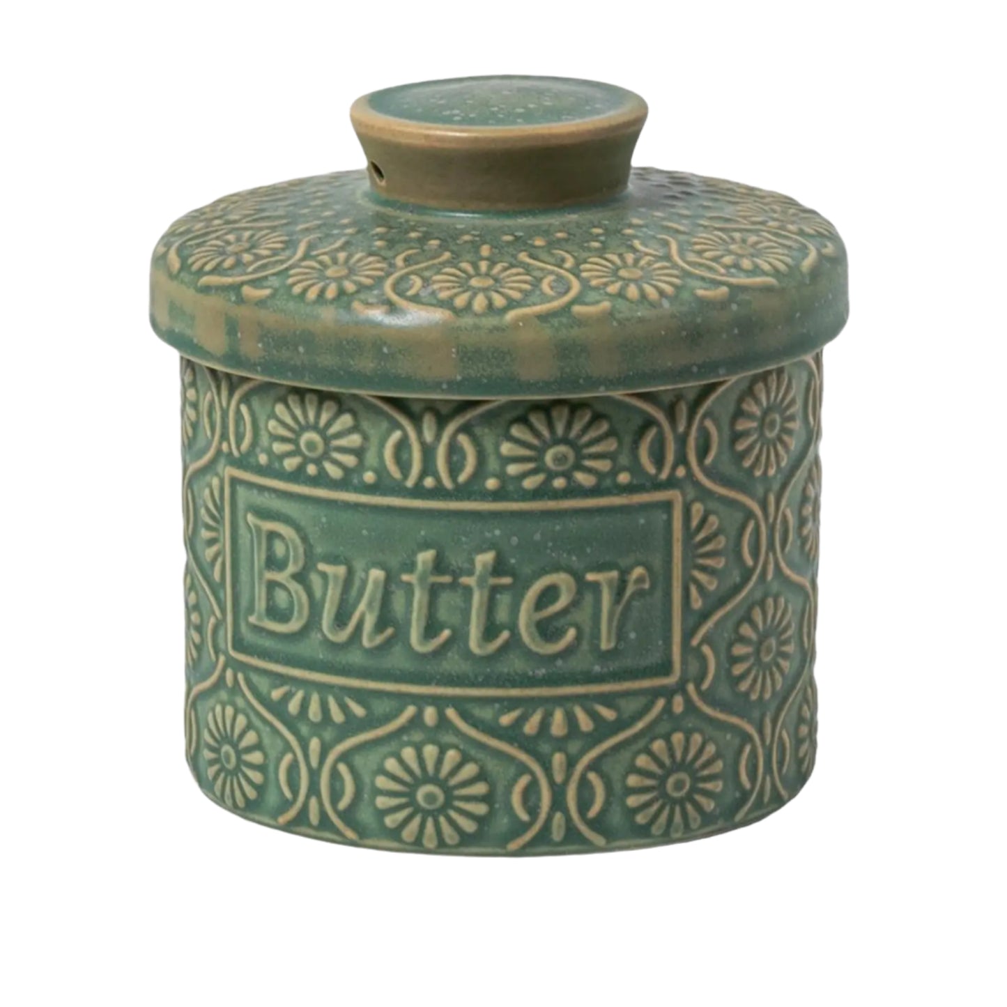 Butter Crock Vintage Antique Green