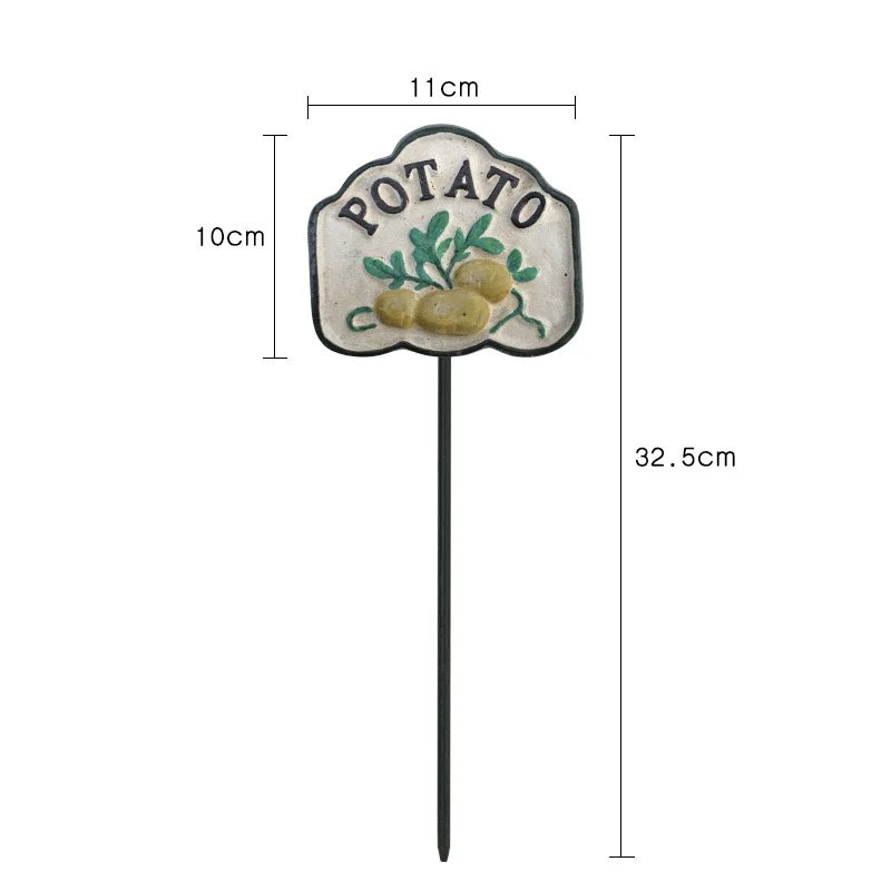 Vegetable Garden Label Stake Rustic Cast Iron