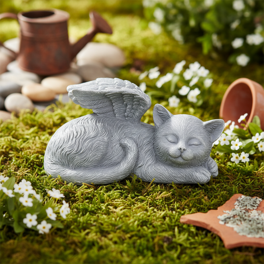 Angel Pet Memorial Statue | Resin Dog Cat Garden Ornament Sympathy Gift