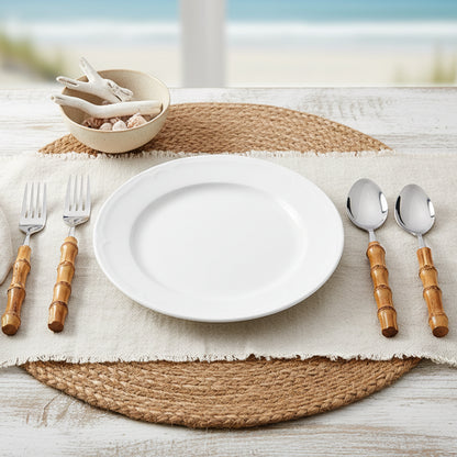 Bamboo Handle Cutlery Set 16 Piece Stainless Steel