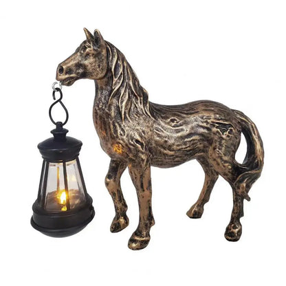 Solar Horse Lantern Garden Ornament Farmhouse Outdoor Decor