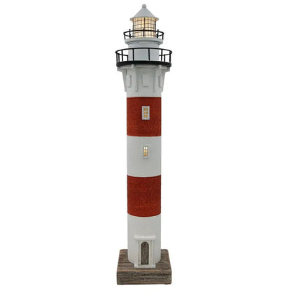 Lighthouse Night Light Vintage Red & White 50cm - LED Decor