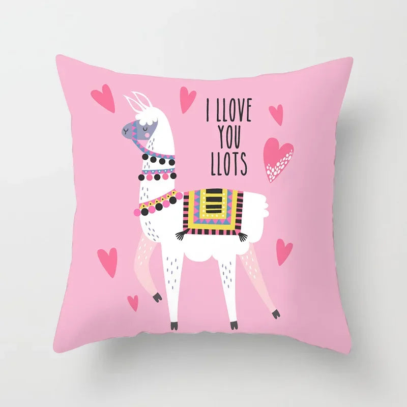 Cartoon Alpaca Llama Cushion Cover | 20 Designs | 30cm to 66cm