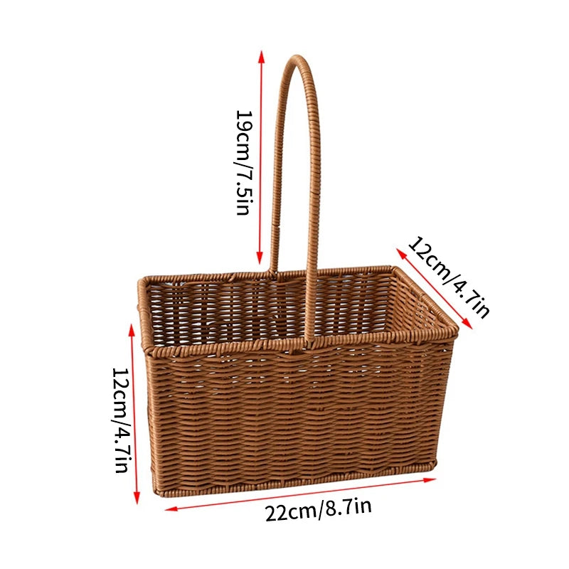 Hand Woven Rattan Style Basket | Picnic, Egg, Herb & Flower Basket | Farmhouse Garden Storage | Multiple Styles & Sizes